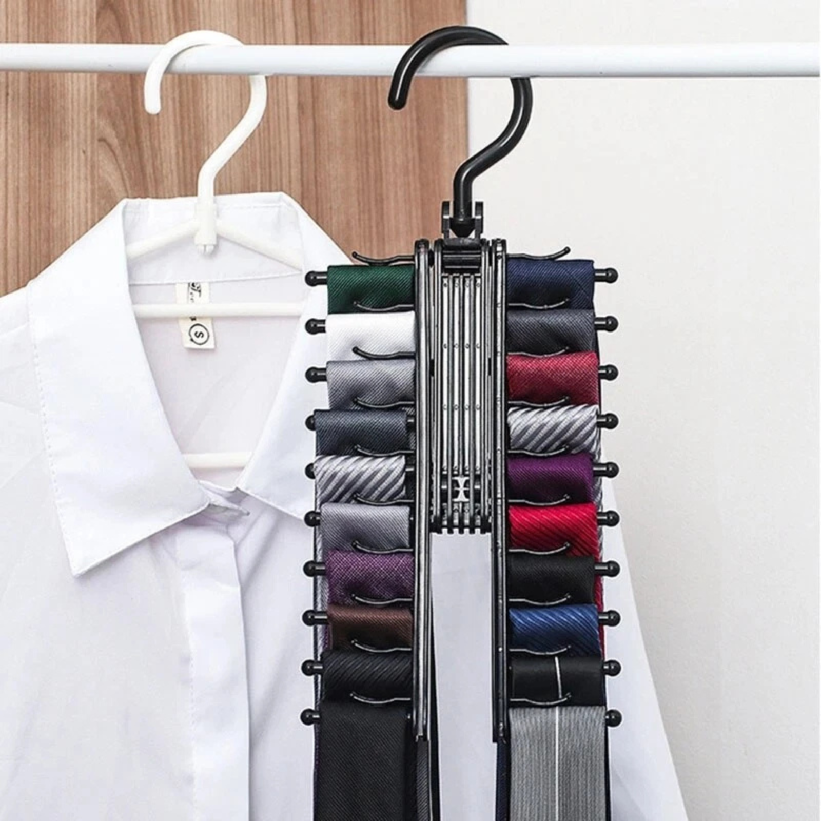 Rack Holder Compact Belt 360° Rotating Adjustable 20 Tie Home Hanger 1x