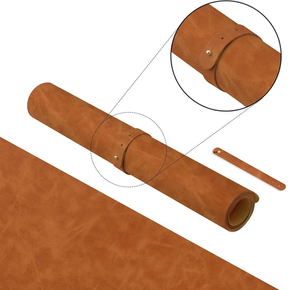 Non Slip Leather Mouse Pad Brown Computer Desk Mat 80x40cm