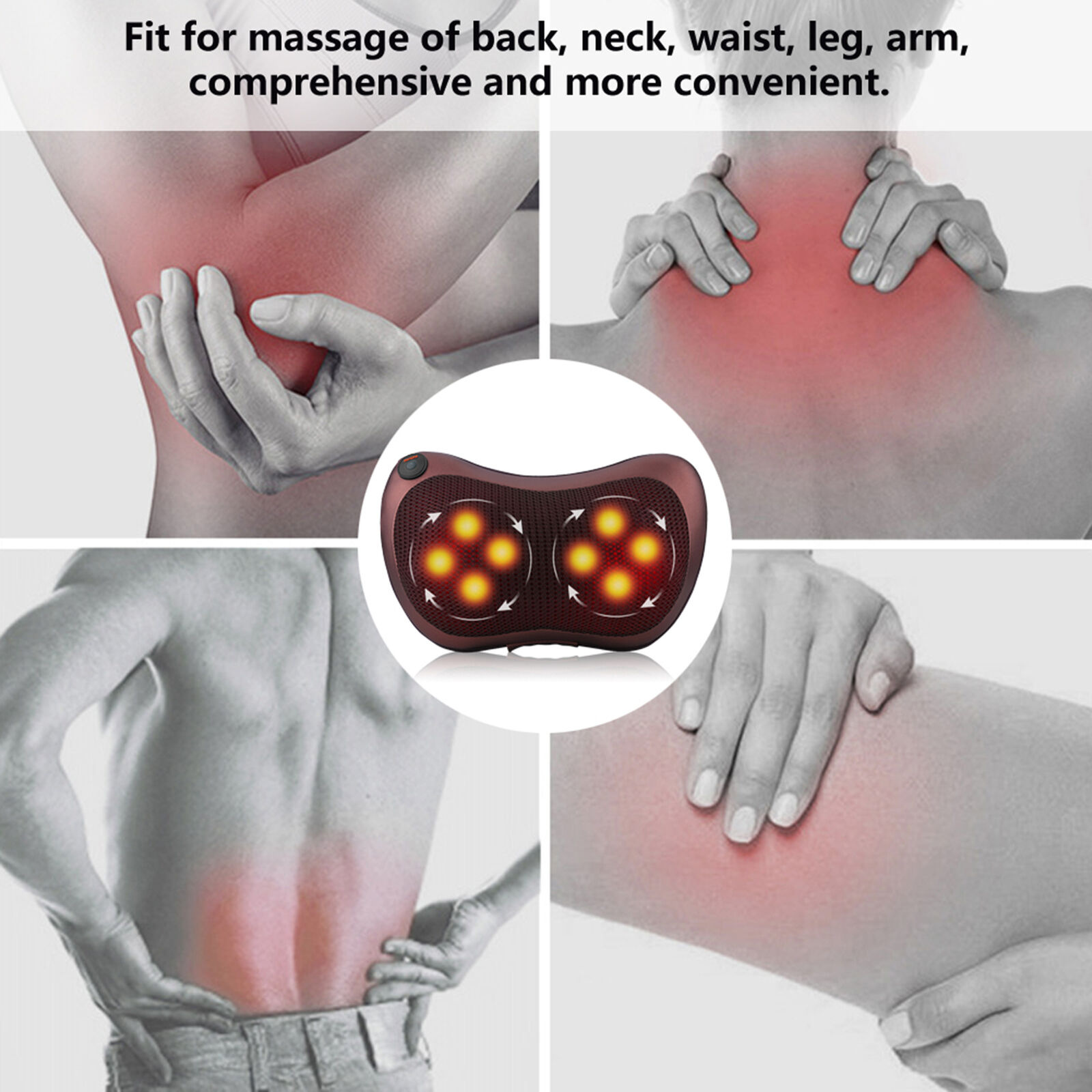 Pillow Massager Cushion Neck Back Shoulder Home Car Shiatsu Massage Body Relief