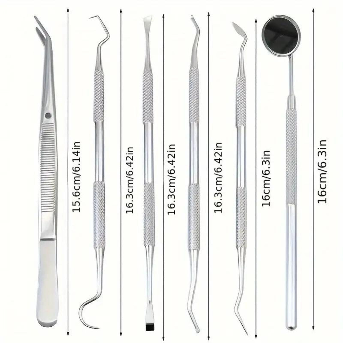 Teeth Clean Hygiene Mirror 7pcs Stainless Dental Tools Set  Dentist Kit