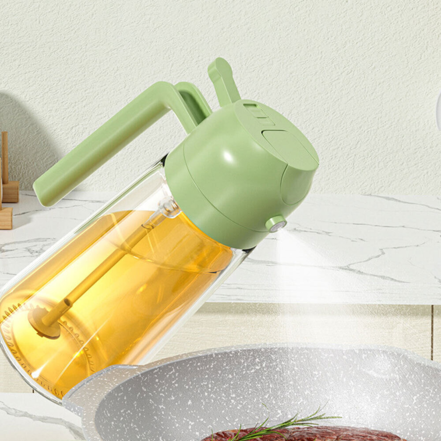 Cooking Baking BBQ Spray Bottle Kitchen Tool 2IN1 Oil Sprayer Dispenser Green