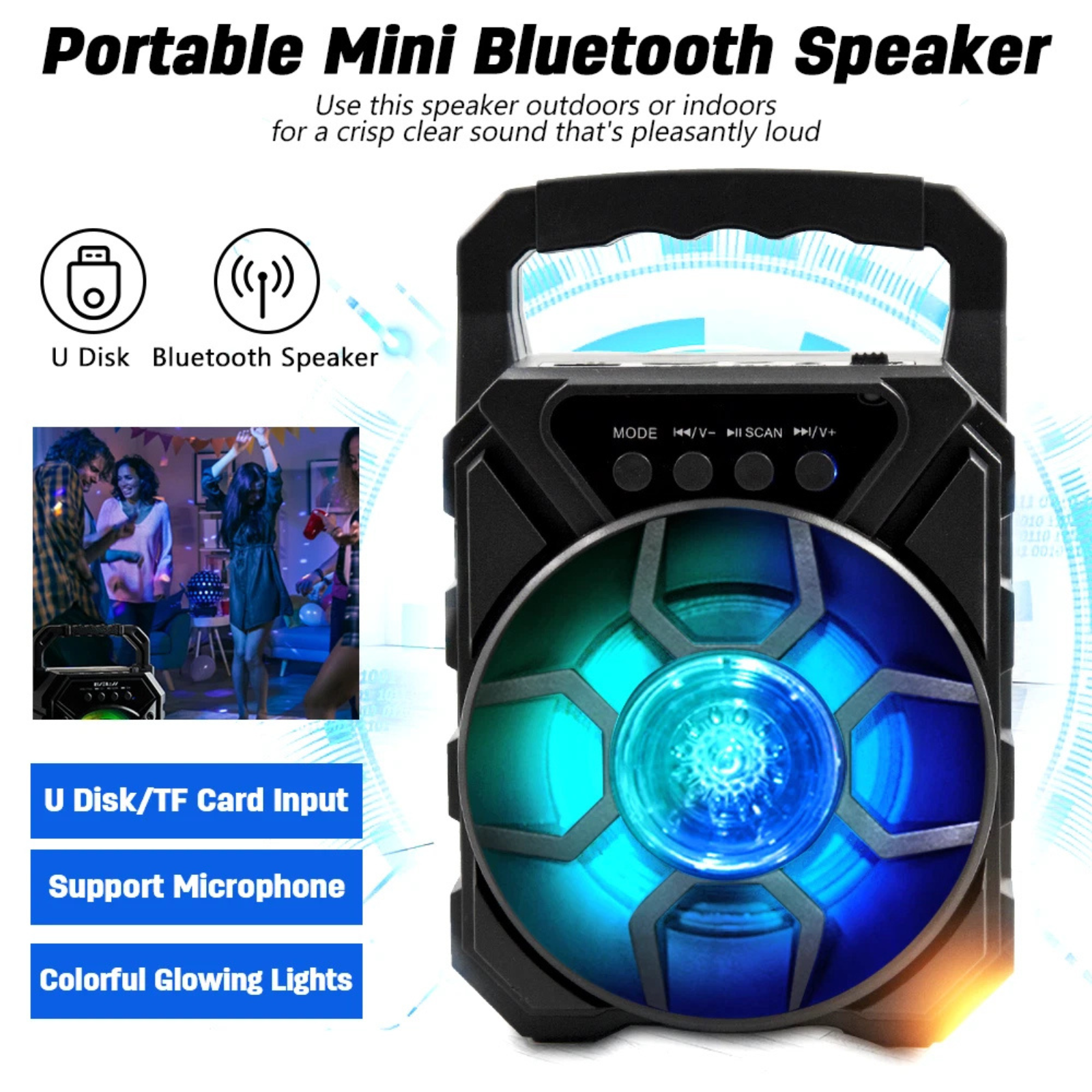 Portable Stereo Music Waterproof Wireless Bluetooth Speaker AUX/TF/FM/Radio