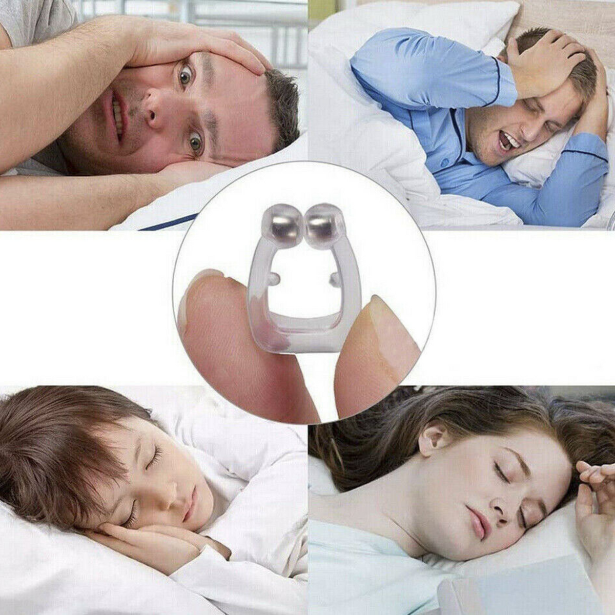 Nose Clip Stop Snoring Apnea Aid 2x Anti Snore Magnetic Silicone Device Stopper