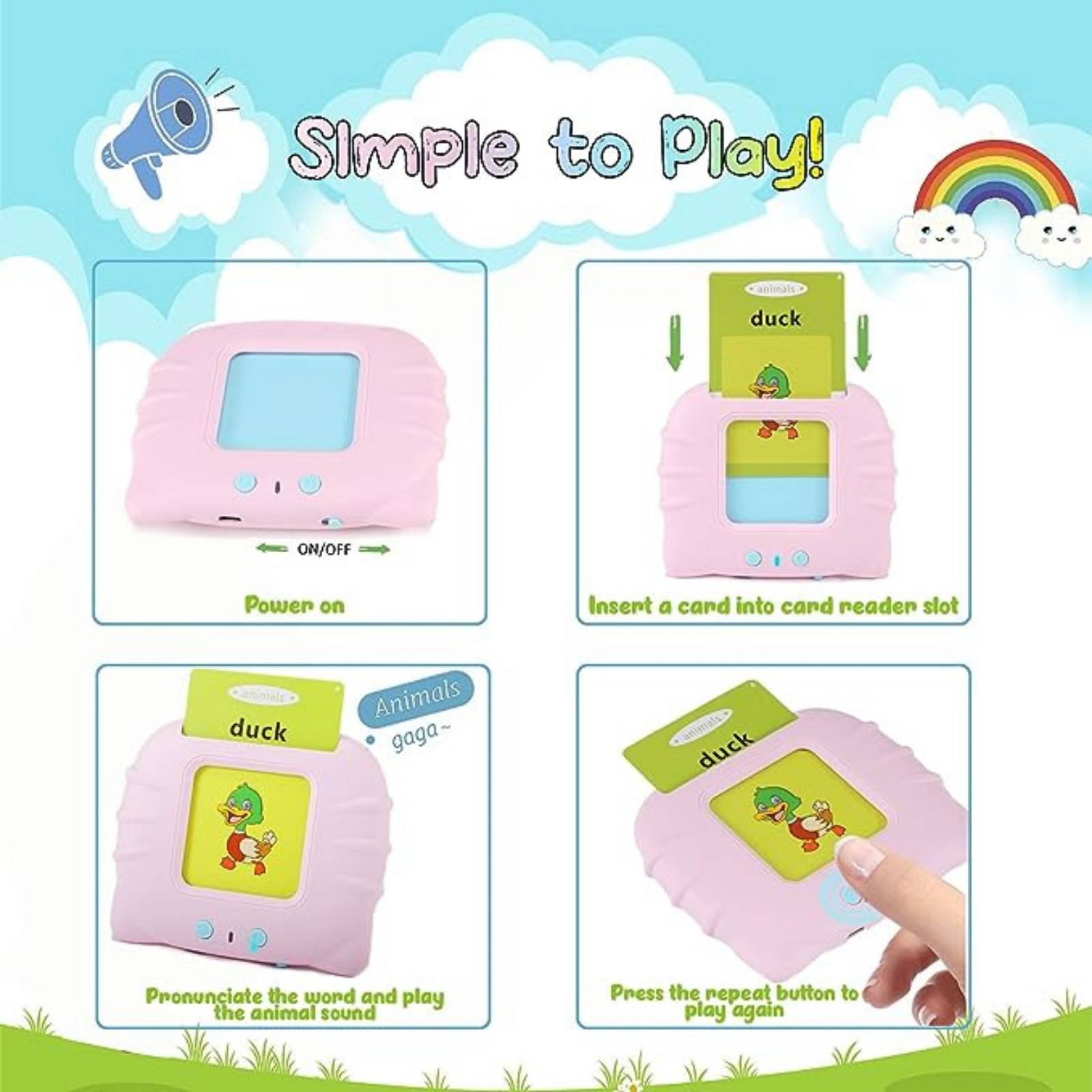 Toddlers Preschool Words Learning Talking  Flash Cards Toy
