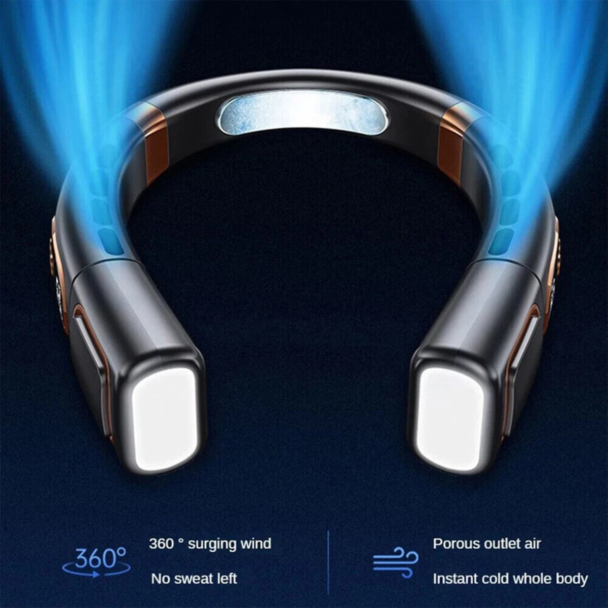 Portable 8000mAh Personal Neck Fan Black Cooler Rechargeable in USB