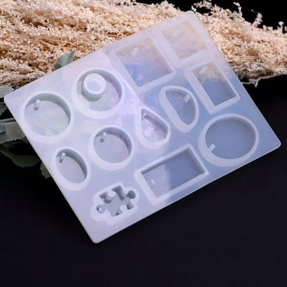 DIY Resin Supplies Necklace Mold Craft 12 Silicone Mould Pendant Jewelry Making