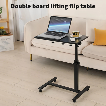 Mobile Laptop Desk Computer Table Stand Black Adjustable Rolling Office