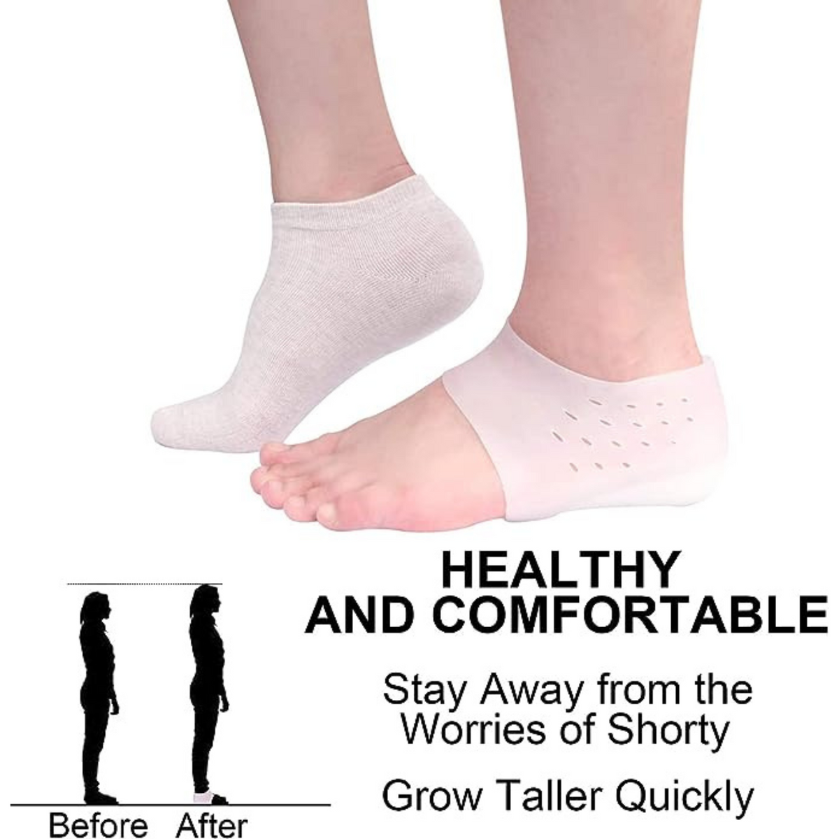 Increase Insole Pain Relieve Sock Liners Invisible Height Lift Heel Pad