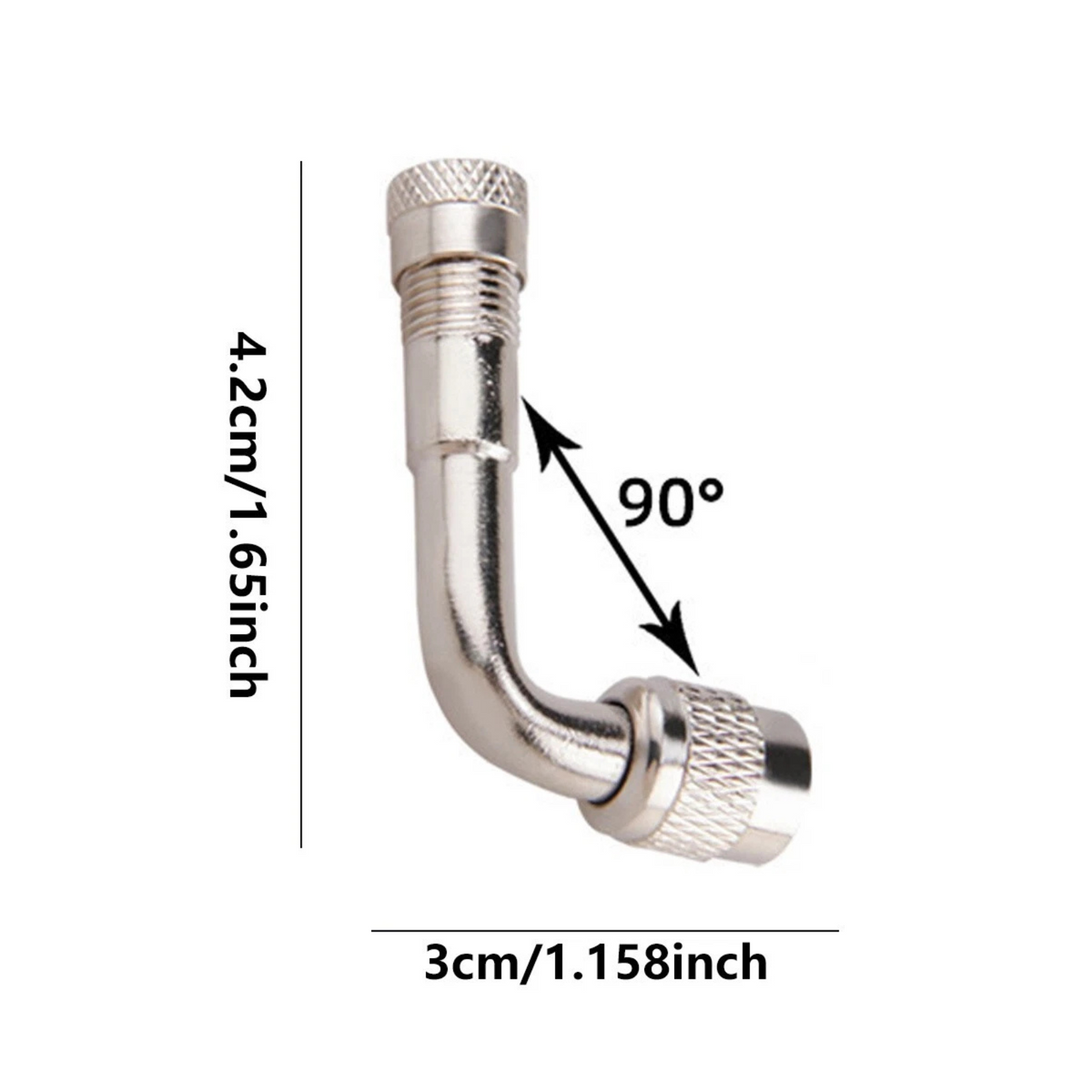 90 Degree Angle Silver Nozzles 2X Car Motorbike Tyre Valve Extension Adaptor
