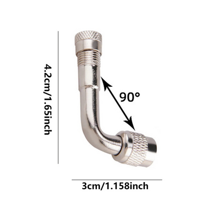 90 Degree Angle Silver Nozzles 2X Car Motorbike Tyre Valve Extension Adaptor