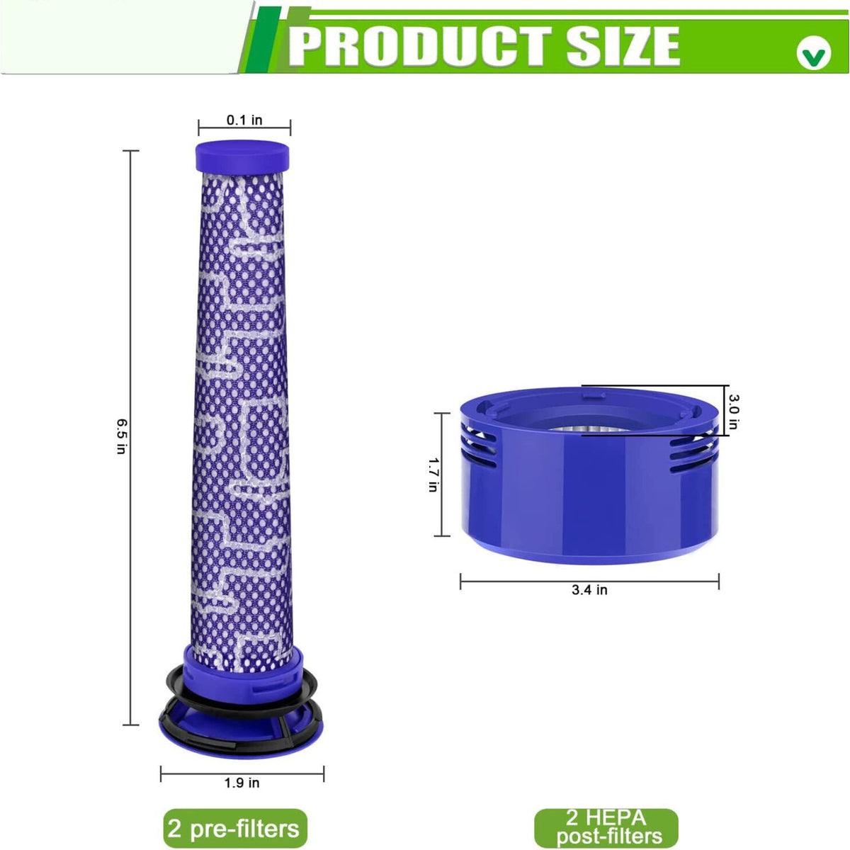 Absolute Vacuum Replacement For Dyson V8 V7 Animal 2x Pre Post HEPA Filter