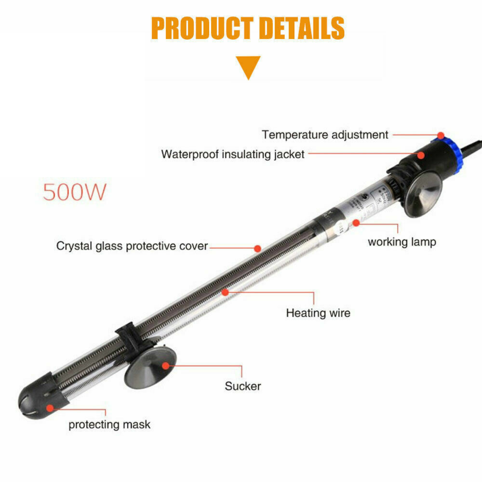 Auto Water Thermostat Fish Tank Submersible Heater SUNSUN Aquarium 500W