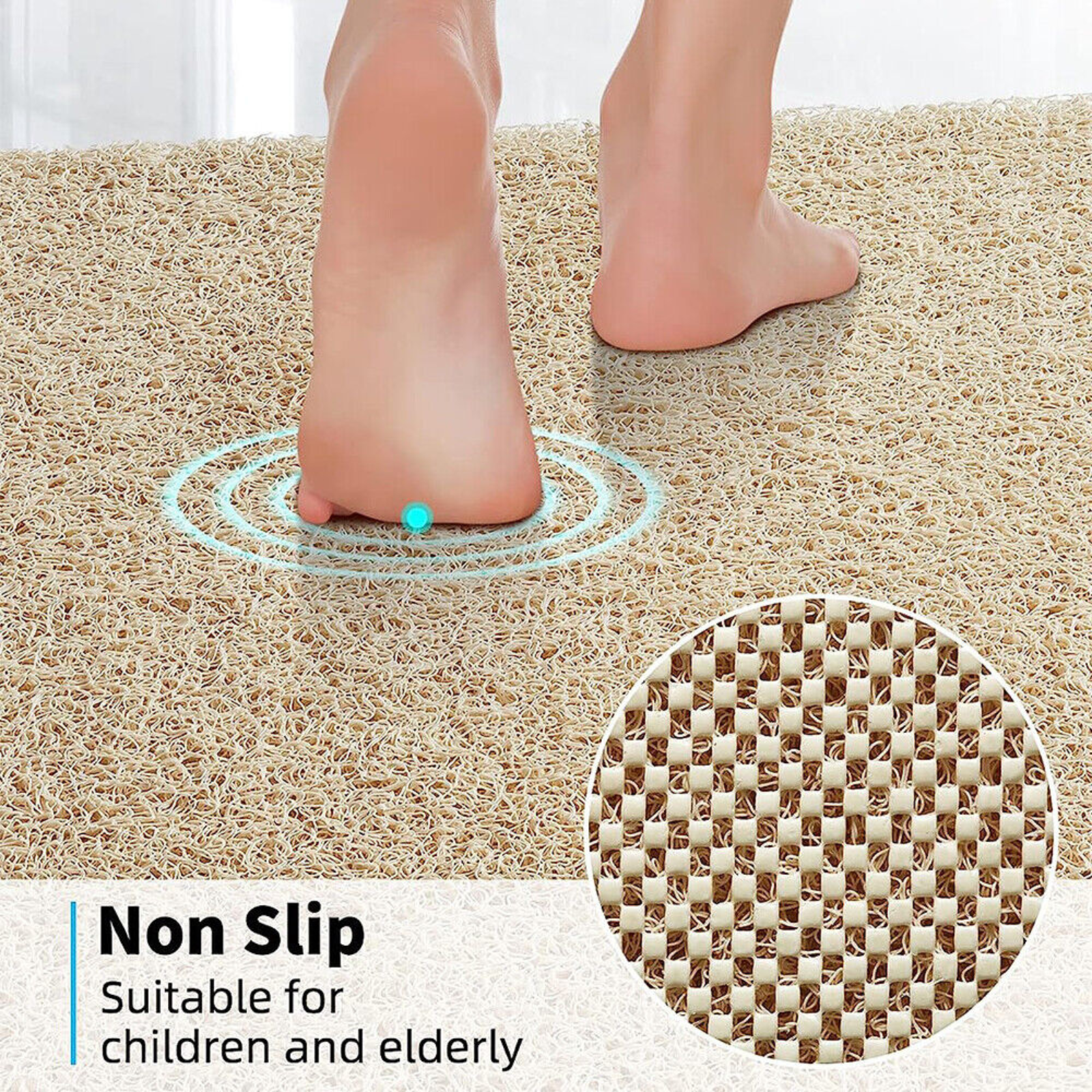 Bath Mat Carpet Water Drains Shower Bath Shower Rug Anti Slip Loofah