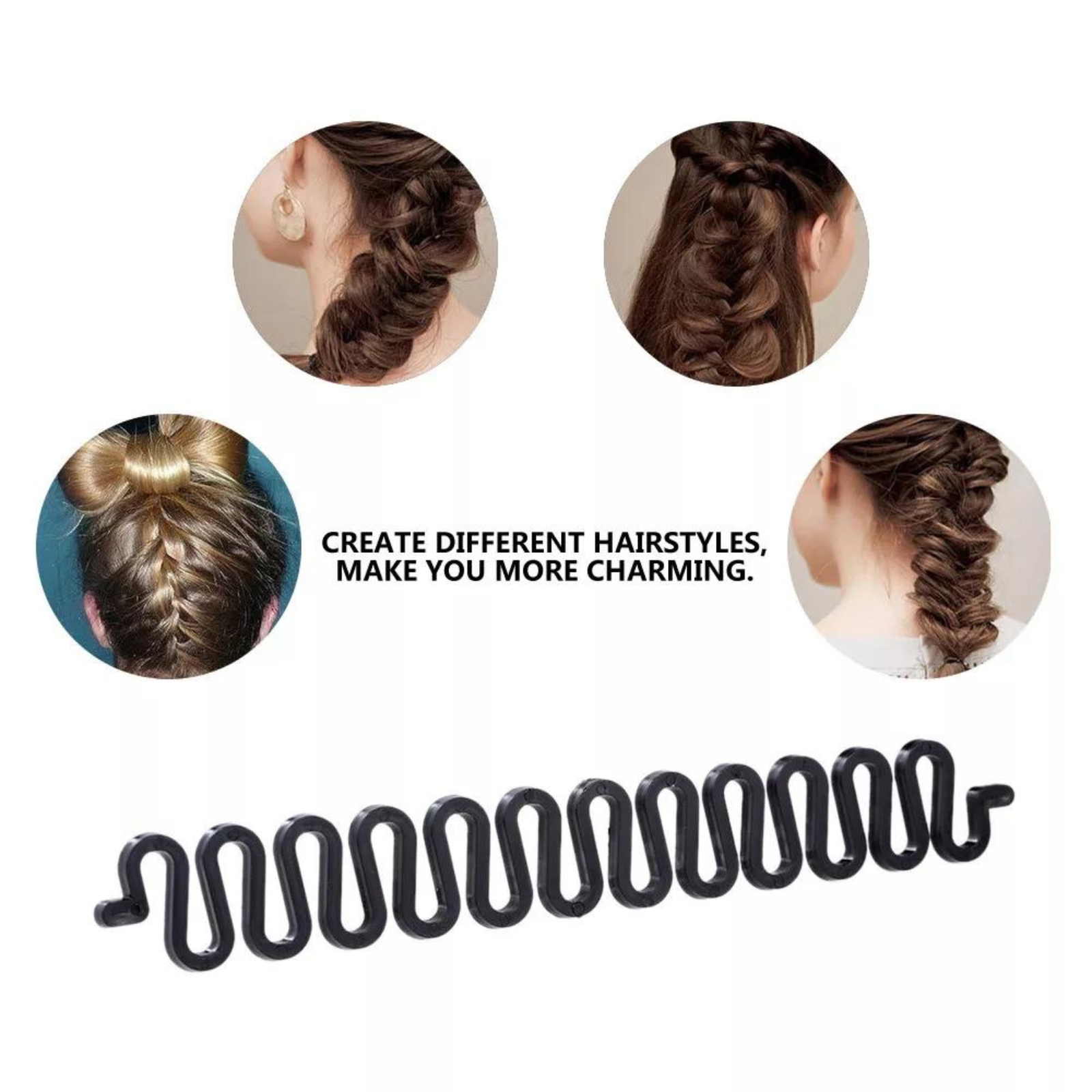 Black Bun Maker Magic Twist Styling Fish Bone Hair Braiding French Braid Tool