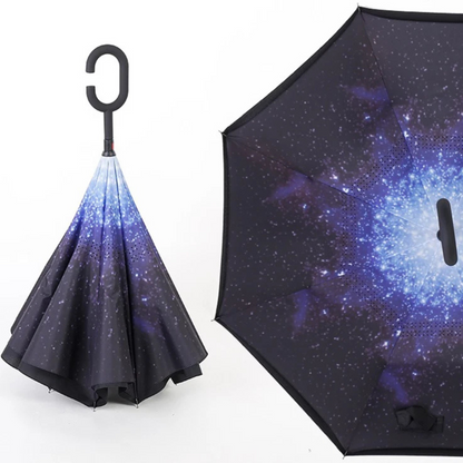 C-Handle Reverse Umbrella Starry Sky Inverted Windproof Folding