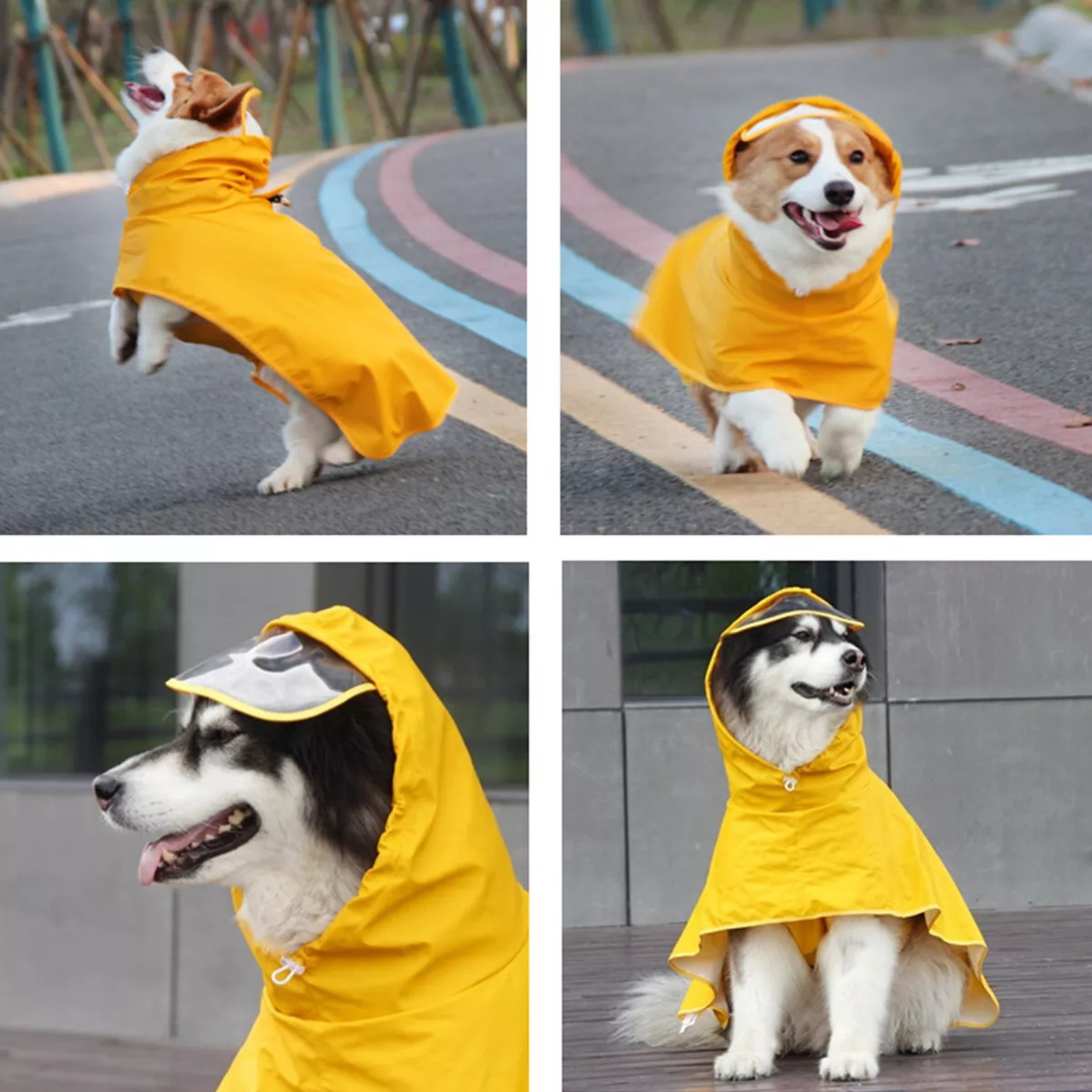 3XL Yellow Dog Raincoat Waterproof Pet Jacket with Hood