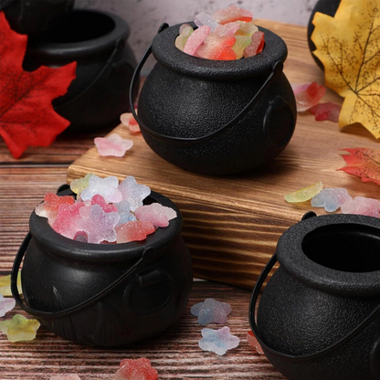 12x Black Flame Candy BucketHalloween Witch Lantern Portable Props Decor
