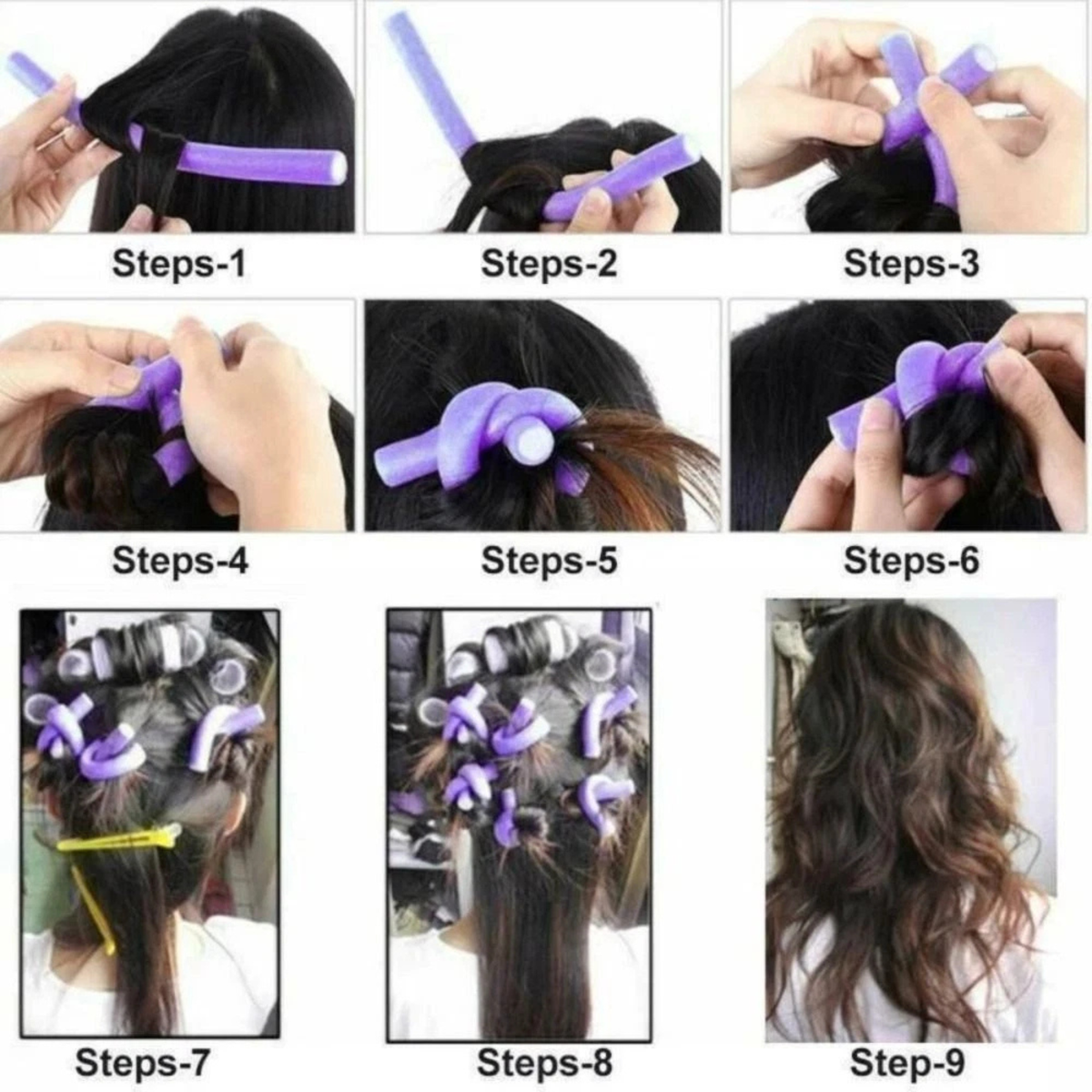EVA Pearl Cotton Curling Stick Colorful Hair Rod Heatless Curling Set