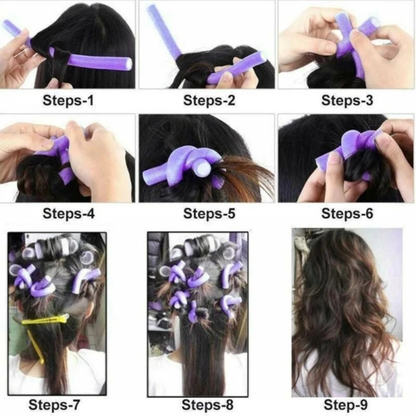 EVA Pearl Cotton Curling Stick Colorful Hair Rod Heatless Curling Set