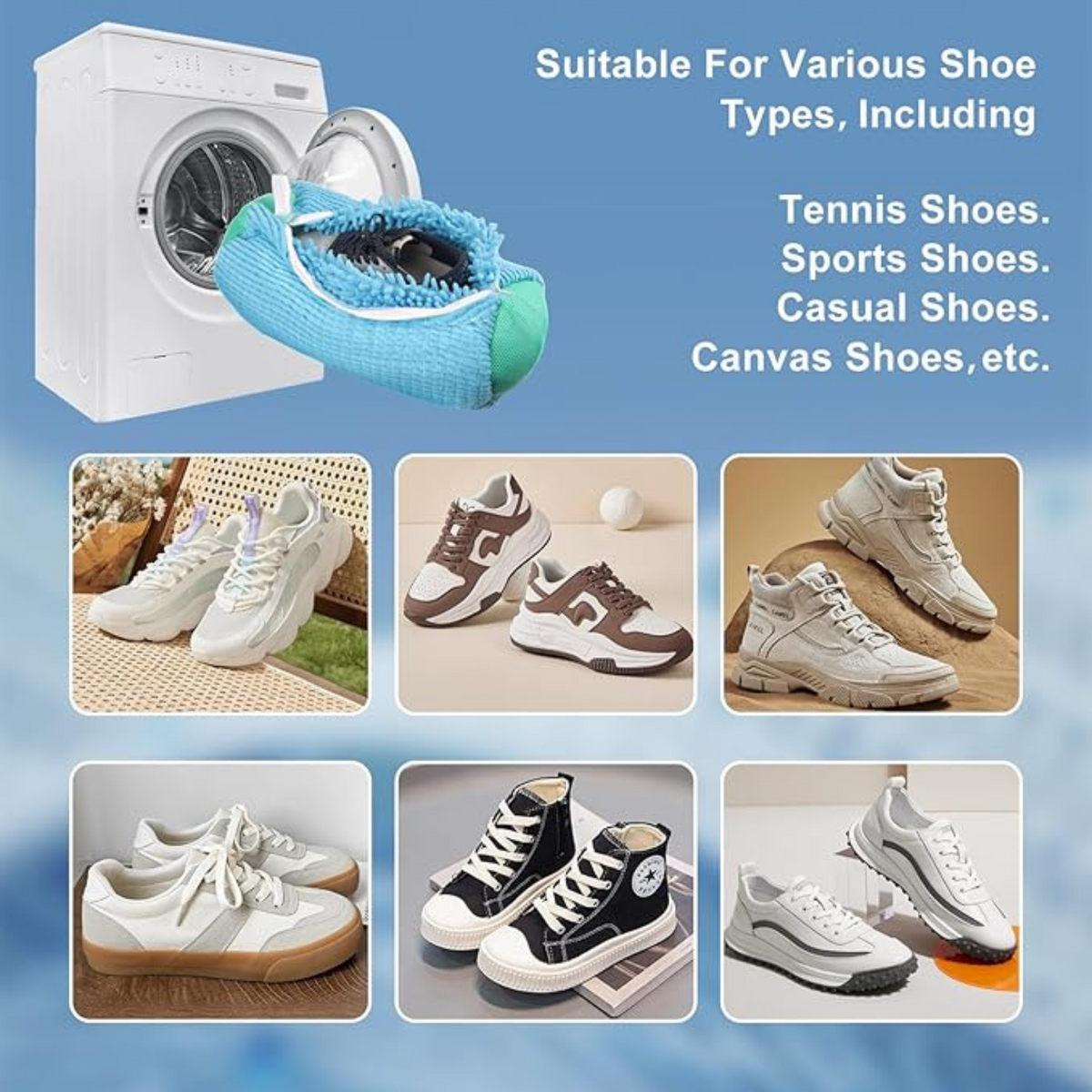 Reusable Shoe Protection for Washing Machine 2pcs Shoes Laundry Bag Blue