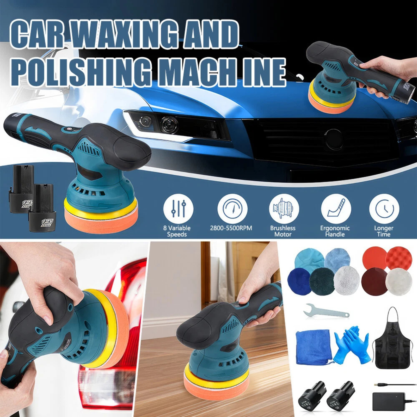 Polishing Wheel For Car Detailing Cordless Car Buffer Polisher kit 125mm Sanding