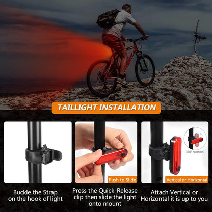 2pcs USB Rechargeable Bicycle LED Tail Light 7modes Cycling Front Rear Lamp