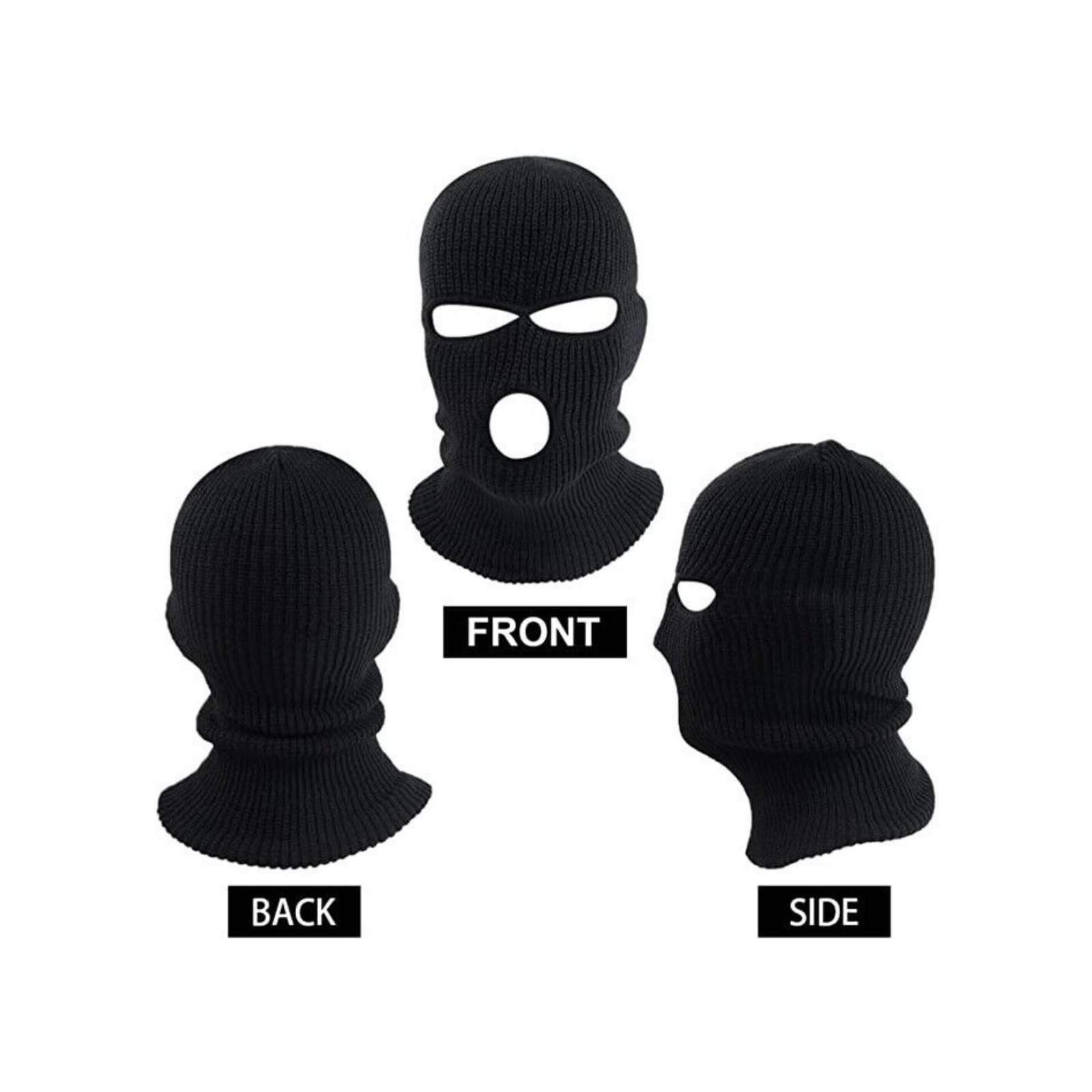 Warm Hat Hood Ski Mask Full Face Neck Winter 3 Holes Balaclava Windproof Black