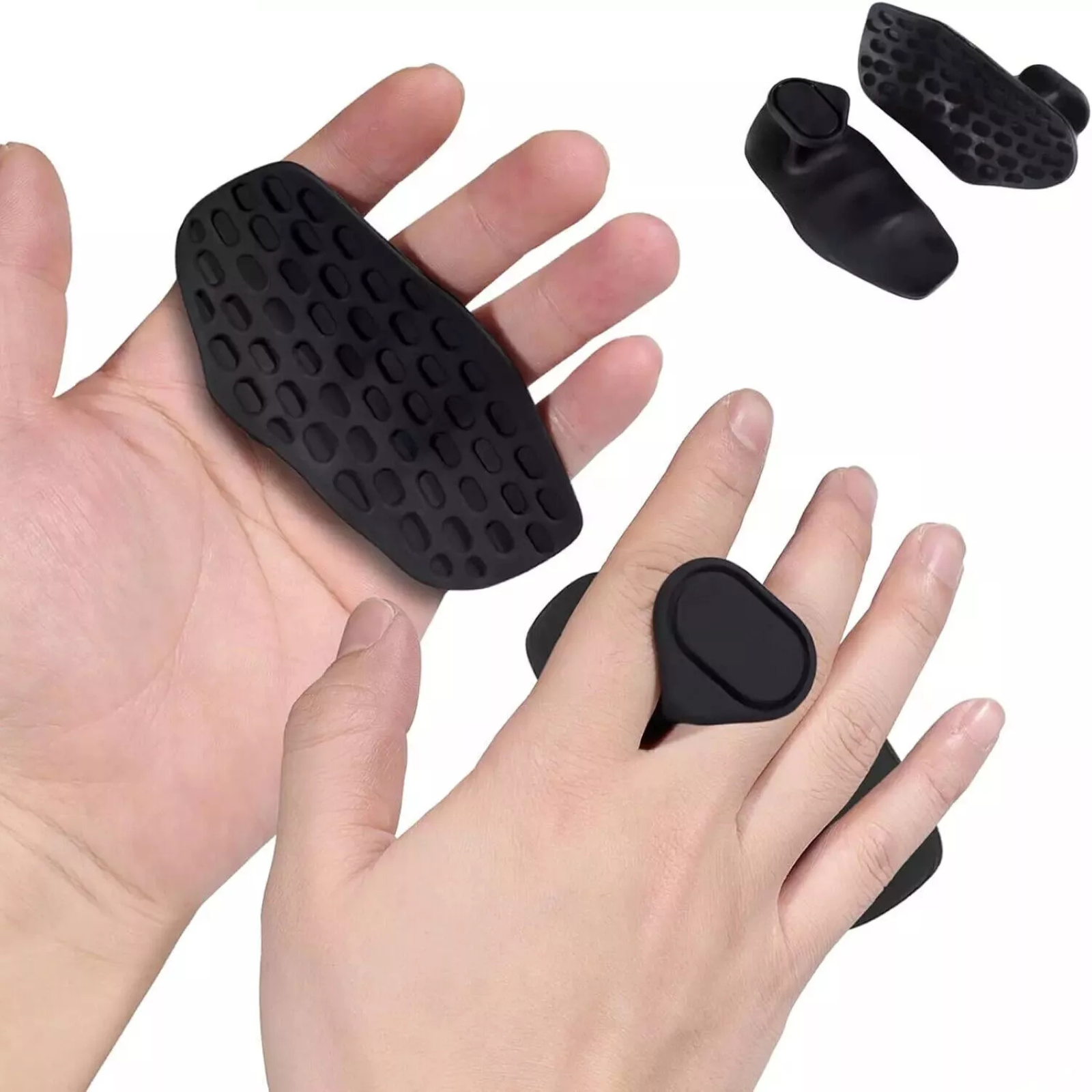 Ergonomic Anti-Slip Workout Grips Gym Hand Protector Black wih Case