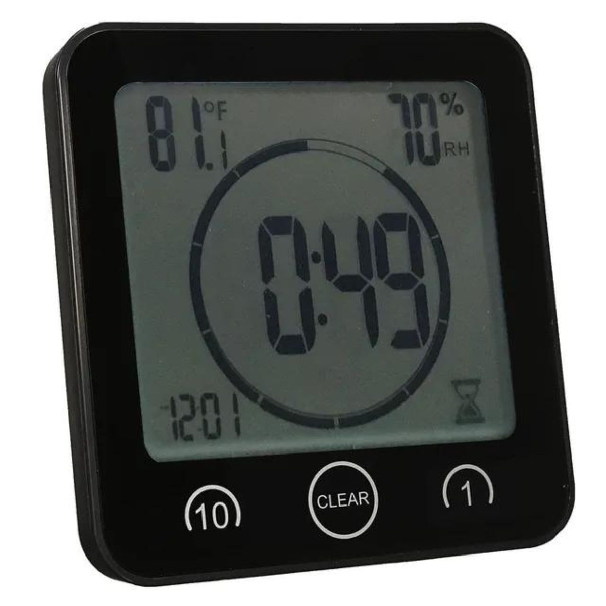 Shower Clock Timer Waterproof Digital Timer Temperature Meter Alarm Black