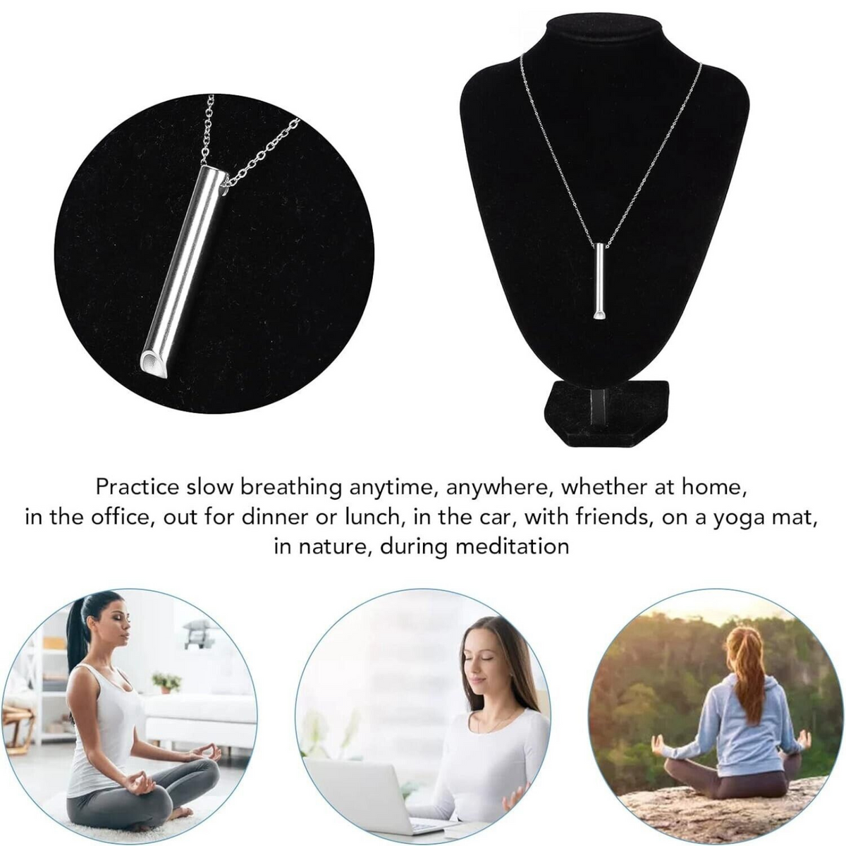 Silver Breathlace Necklace Quit Smoking Anxiety Breathing Necklace Stress Relief