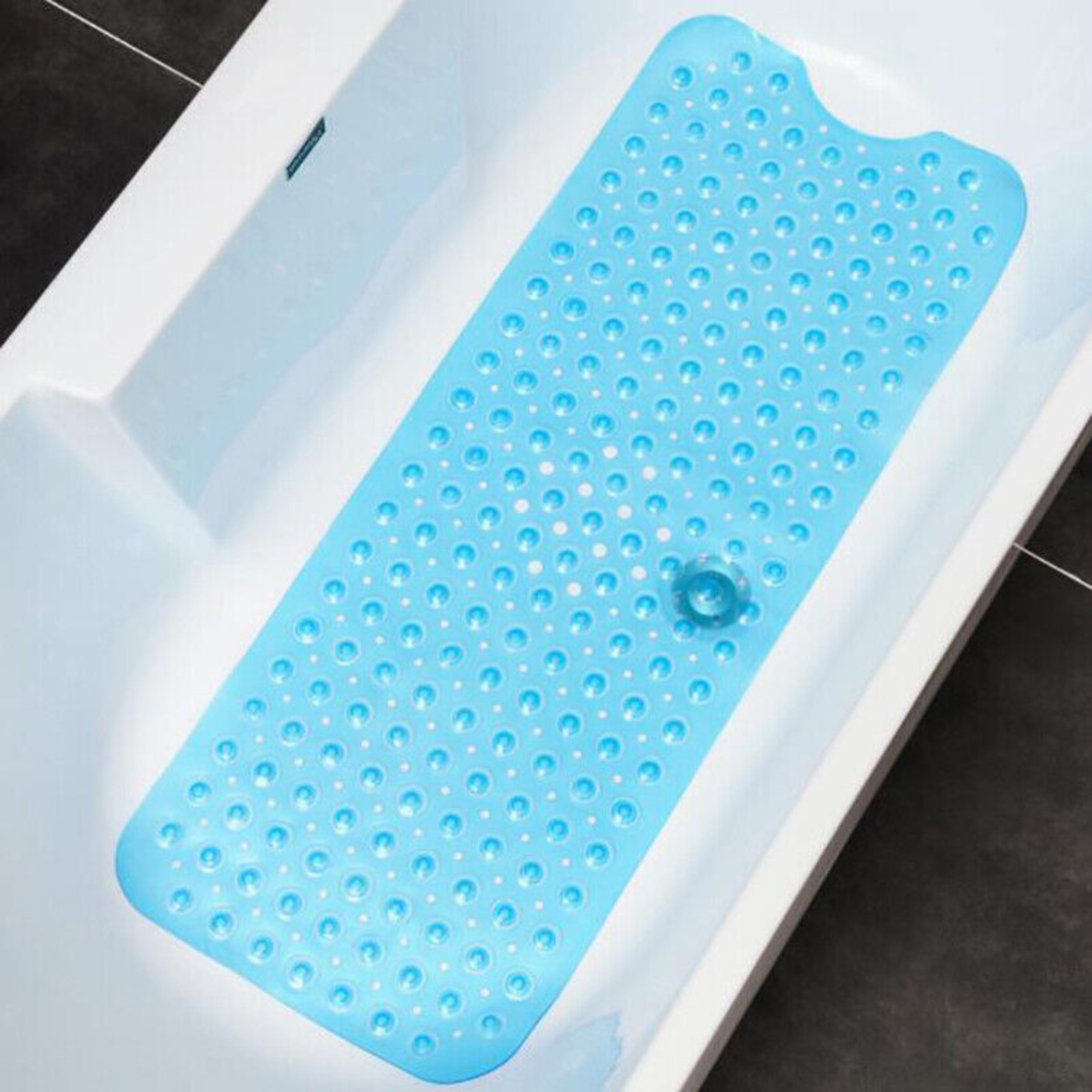 Blue Anti Non Slip Rubber Sucker Bathtub 100x40cm Bath Shower Mat Extra Large