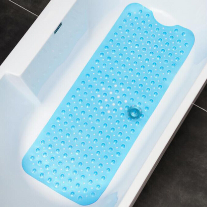 Blue Anti Non Slip Rubber Sucker Bathtub 100x40cm Bath Shower Mat Extra Large