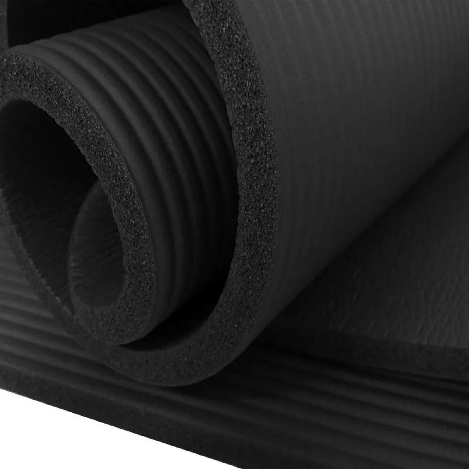 15MM Thick NBR Nonslip Exercise Black Yoga Mat Fitness Pilate Gym