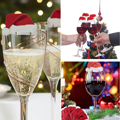 Party Drink Decoration Covers Christmas Hats Champagne Wine Glass Caps