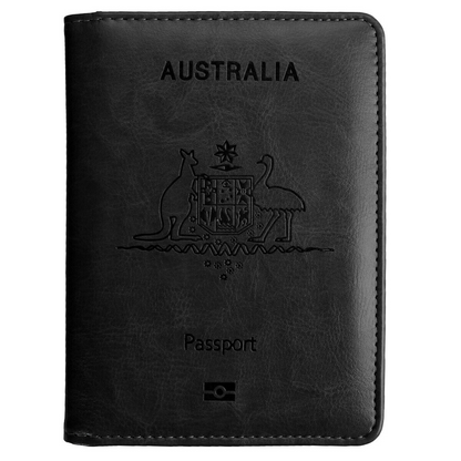Travel Passport Wallet Card Holder Cover RFID Blocking Slim Black Leather