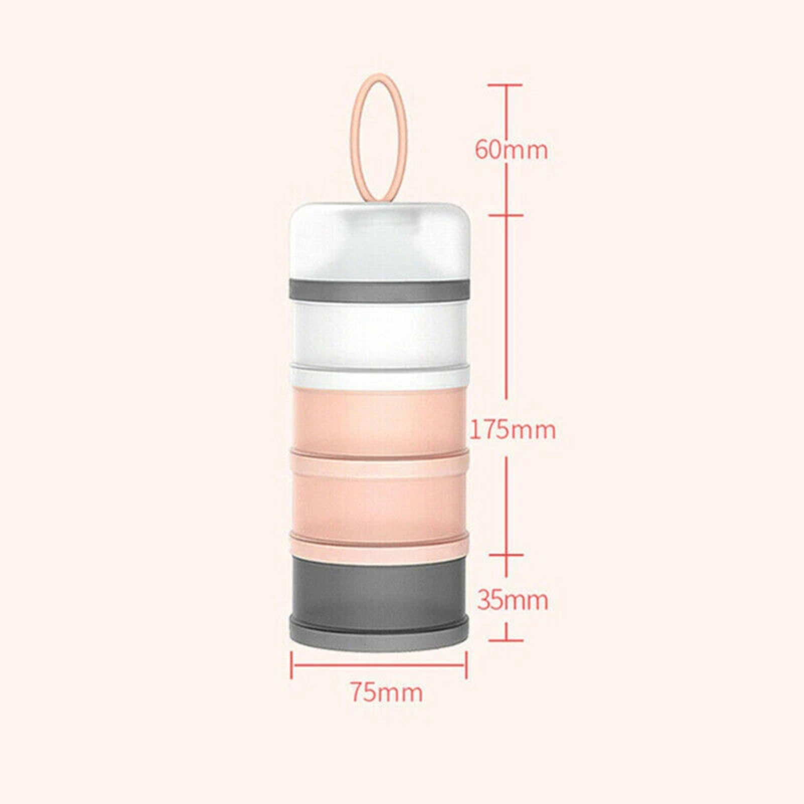 4 Layers Bottle Container Food Storage Box Baby Milk Powder Dispenser Pink