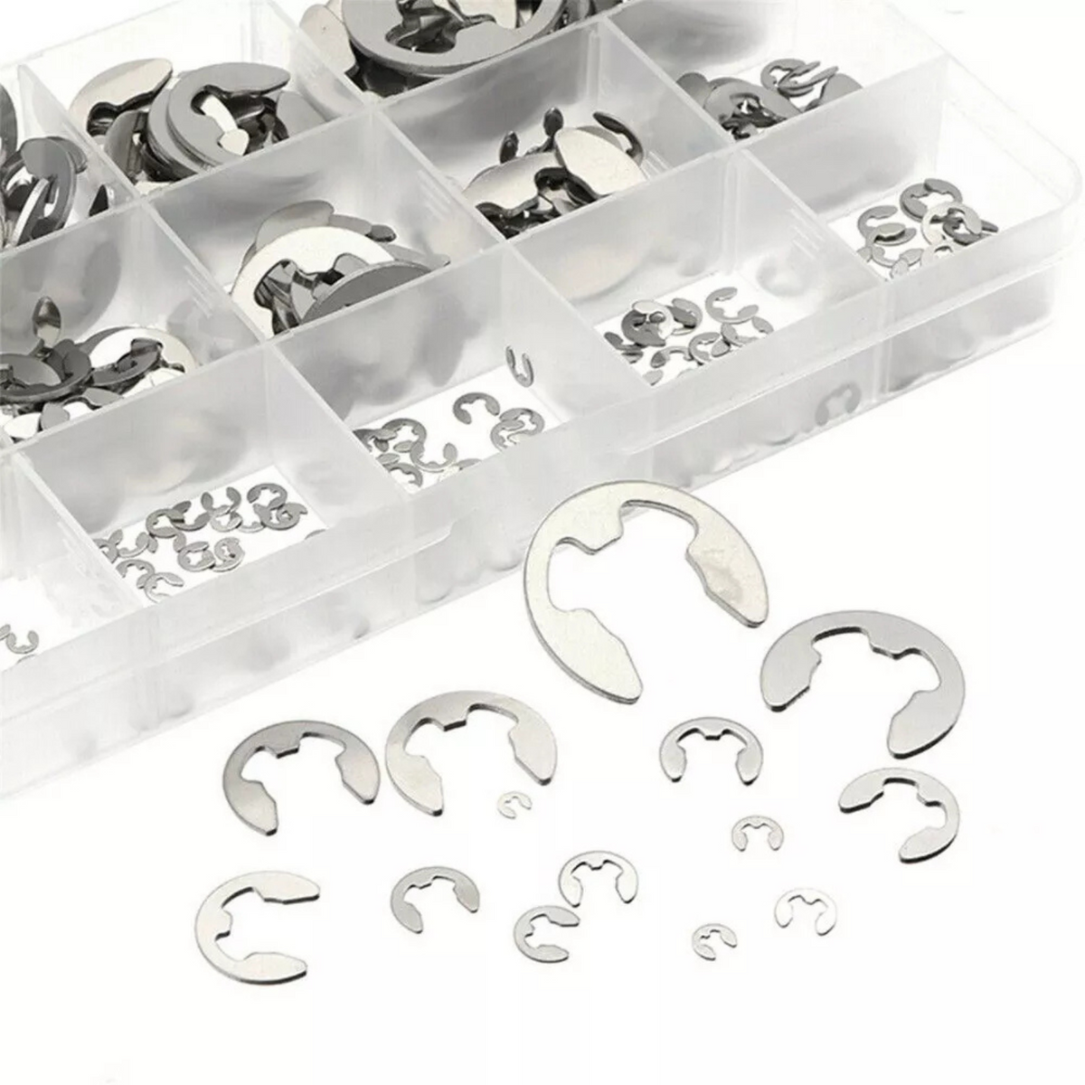 Ring Assorted 1.5 - 10mm C Circlip Kit Retaining 200X Stainless Steel E Clips