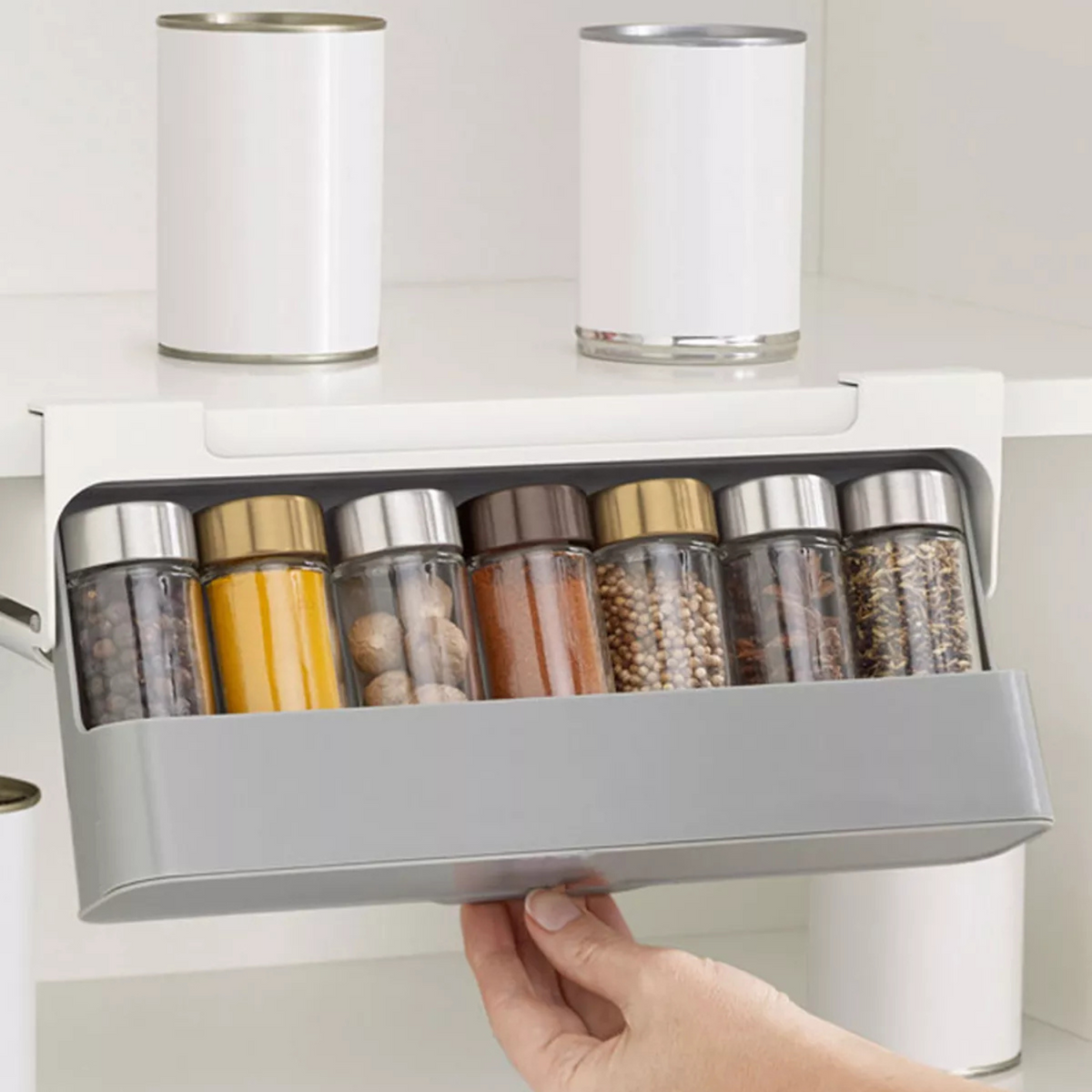 Storage Rack Under-Shelf Punch-free Kitchen Spice Organizer Self-adhesive