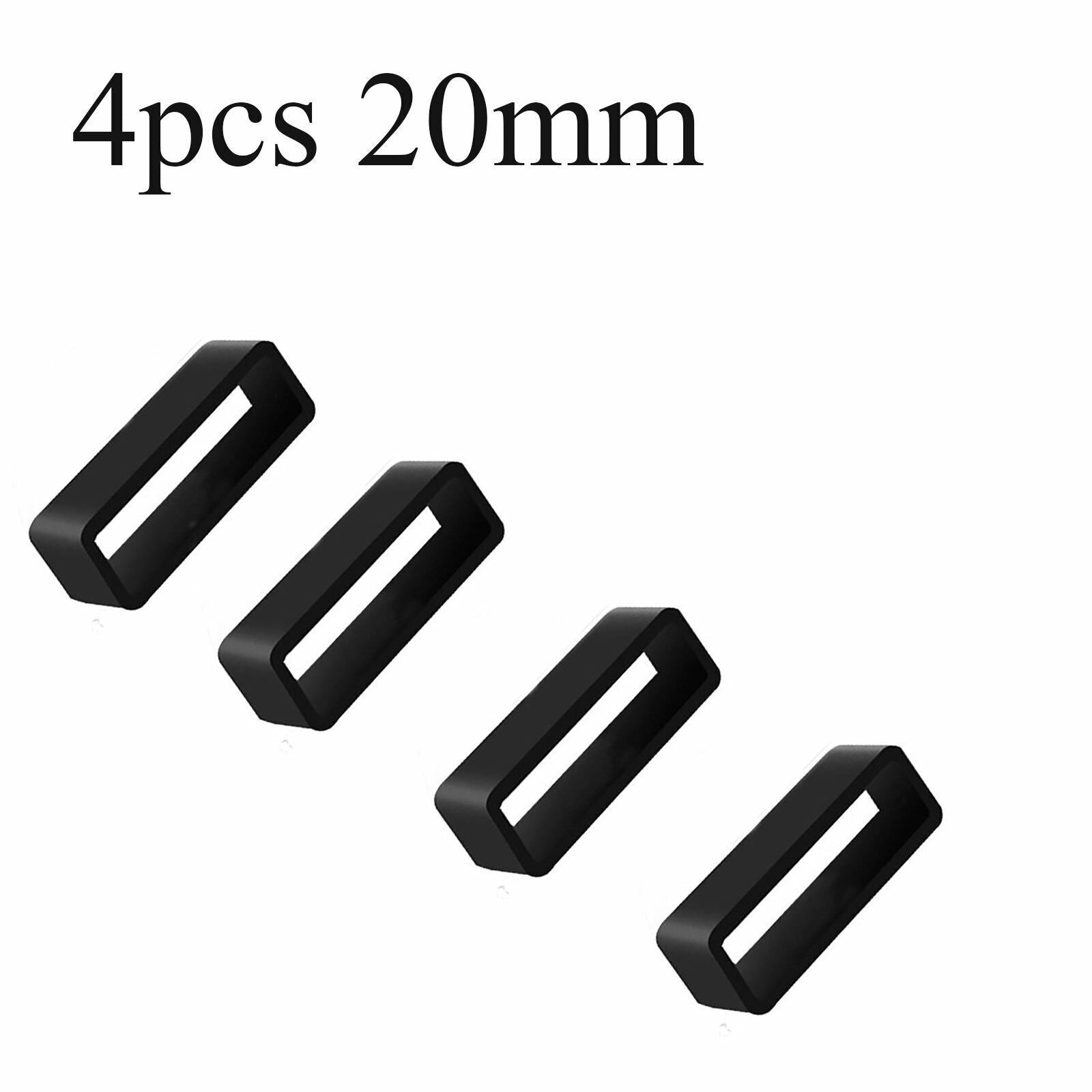 20mm Rubber Watch Strap Hoop Loop Ring Retainer 4pcs Silicone Band Holder