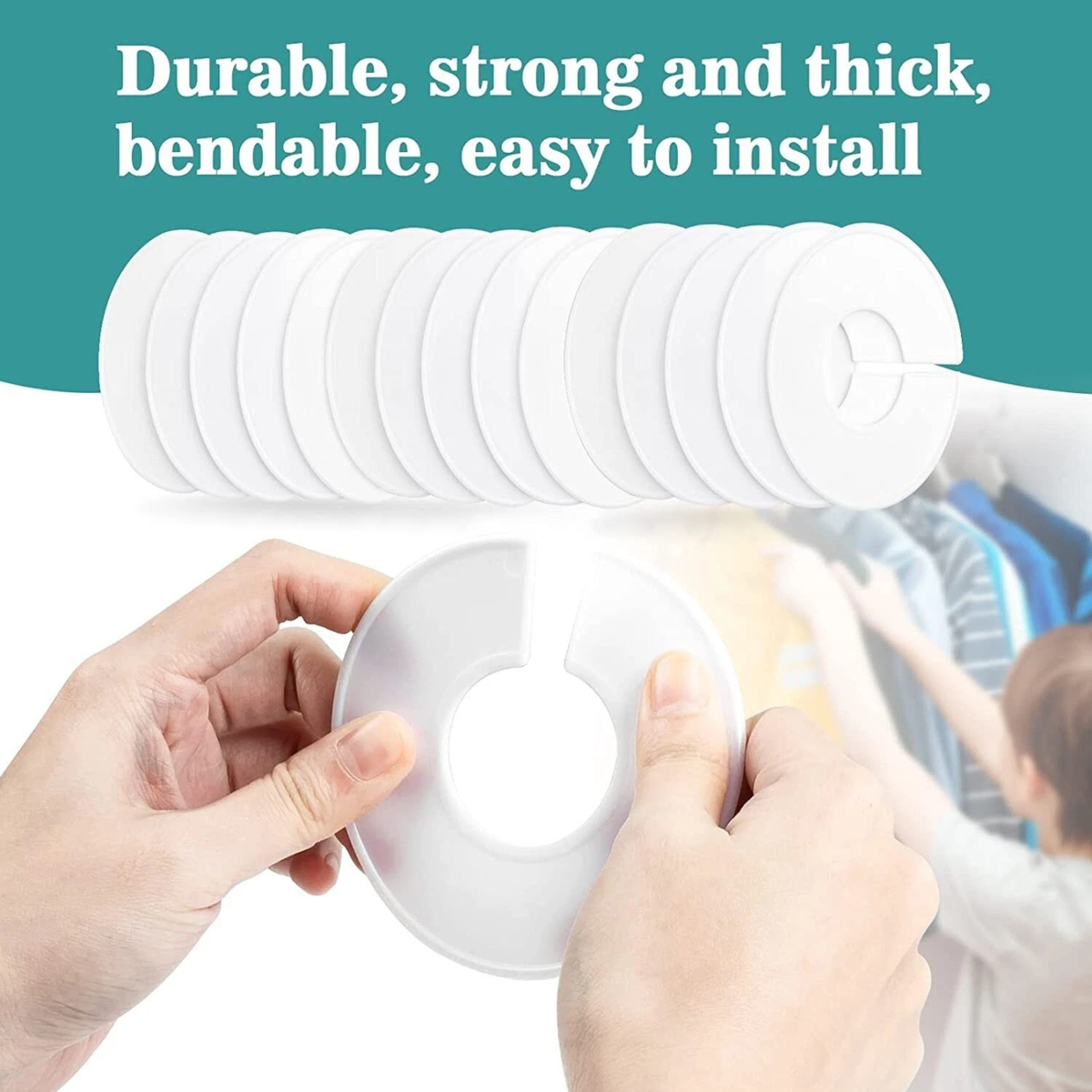 Closet Size Dividers Round Clothing Organizers Blank White Plastic Pack 20x