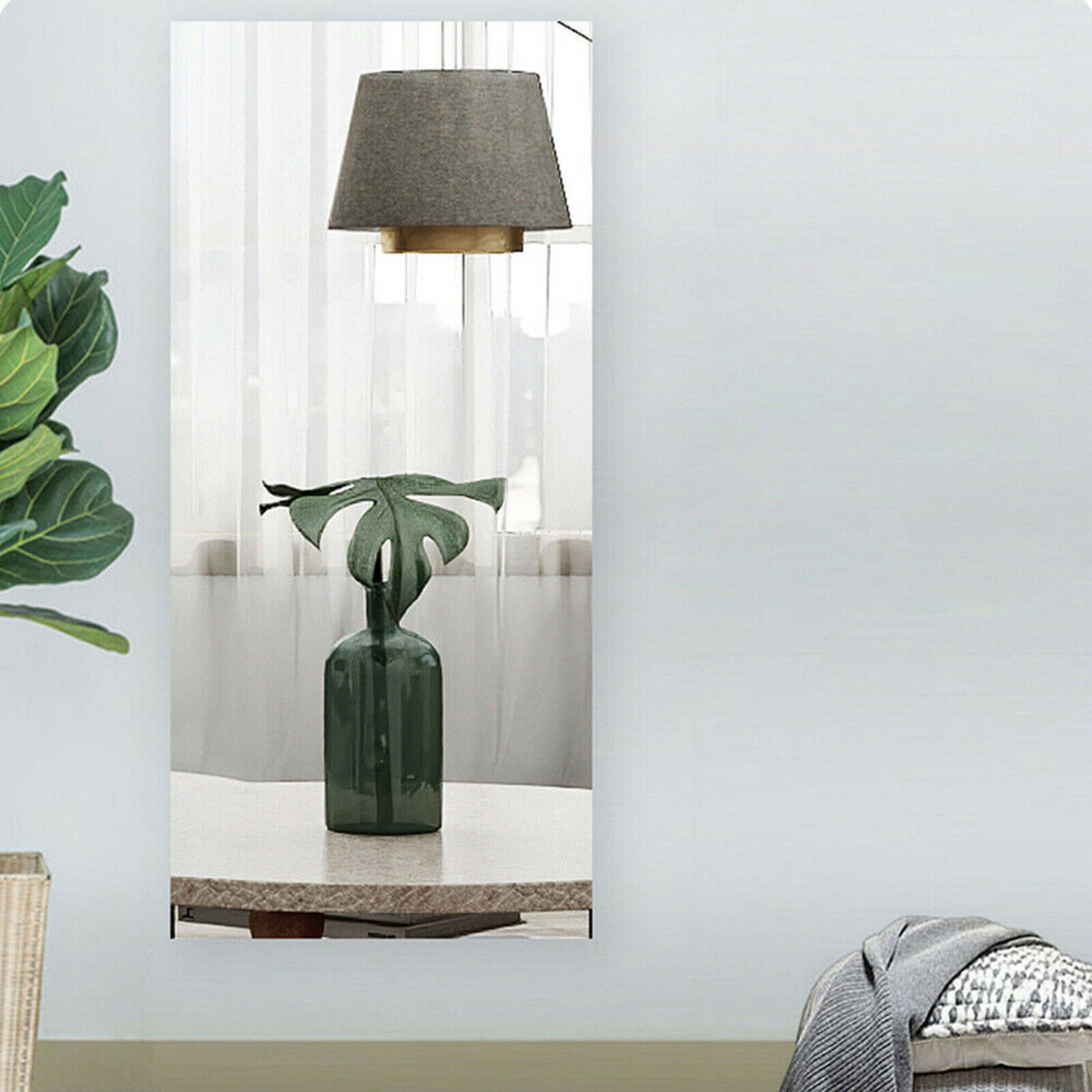 Self Adhesive 2M Large Mirror Wall Sticker Roll Bathroom Room DIY Decor Stick On