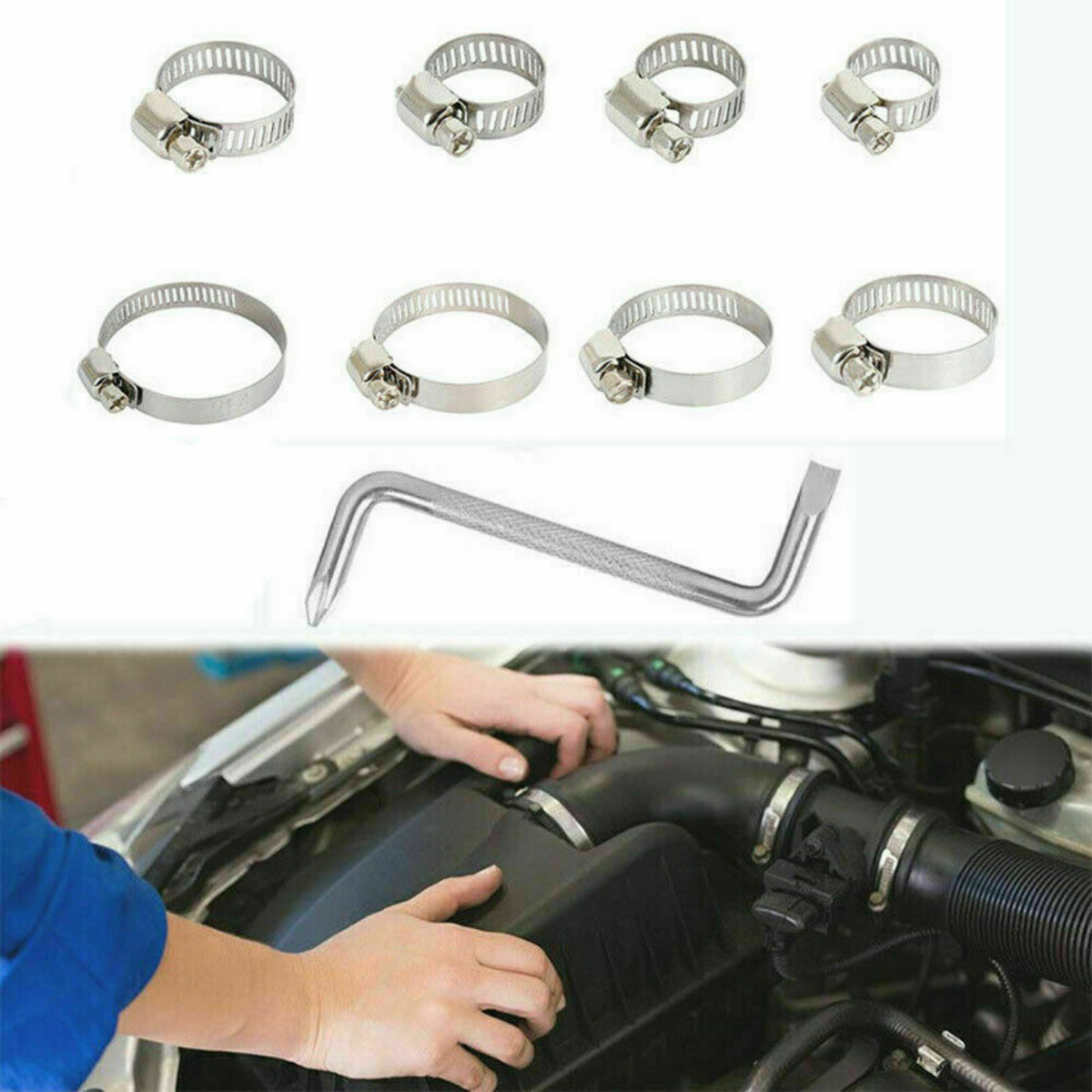 91x Pipe Clamp Kit Hose Clamps Adjustable Stainless Steel Clips Range Worm Gear