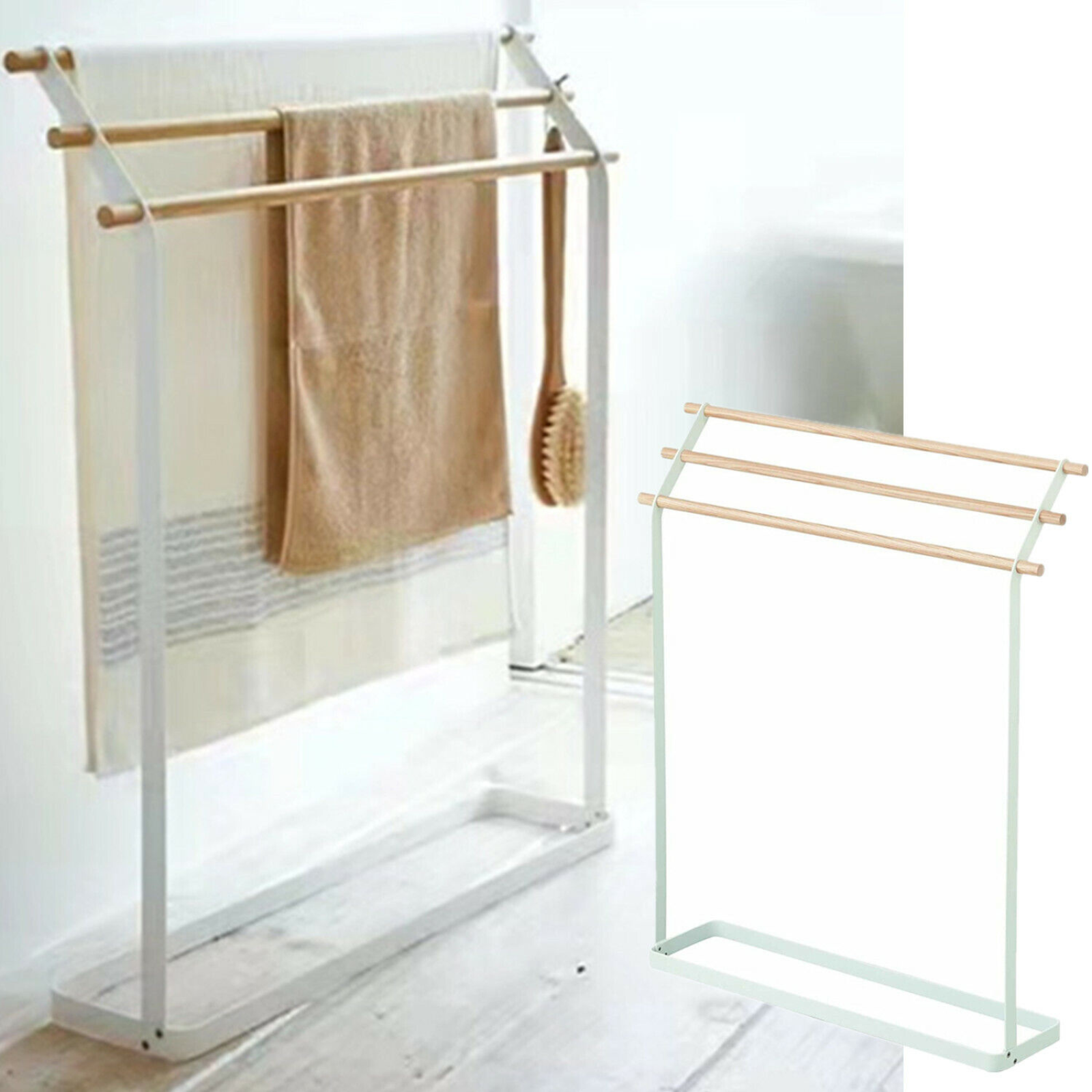 3 Tier Metal Towel Bar Stand Freestanding Towel Rack Storage Holder Dry Rack