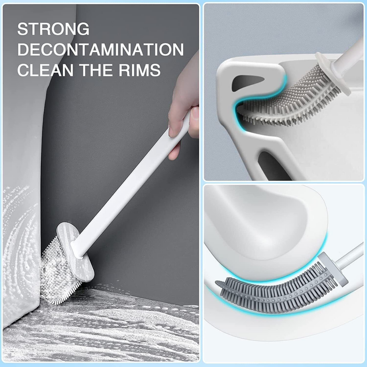 Creative Cleaning Set Bathroom Silicone Bristles Toilet Brush With Holder