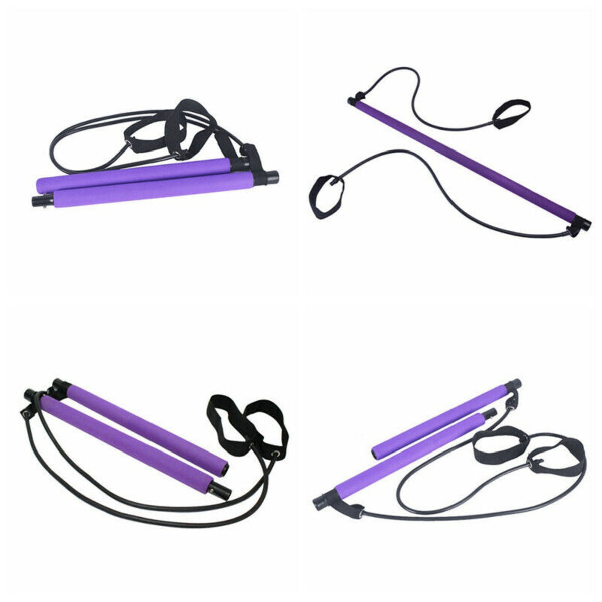 Pilates Stretch Rope Yoga Exercise Bar Portable Exercise Trainer Rope Purple