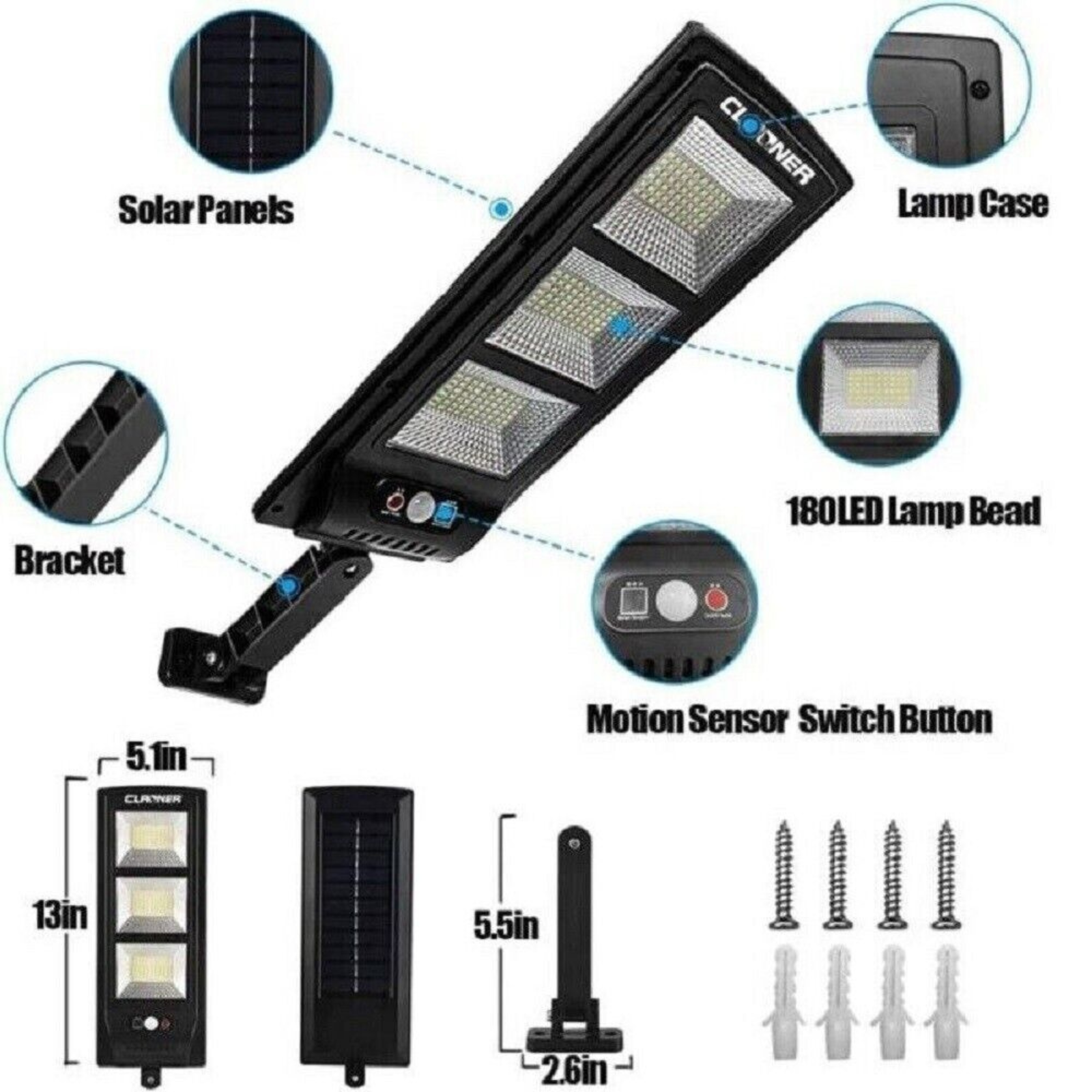 Sensor Security 8000W LED Solar Flood Light Motion Wall Yard Street Outdoor Lamp