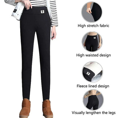 Fleece Lined Women Stretchy Pants Thick Warm Thermal Slim Winter Leggings 3XL