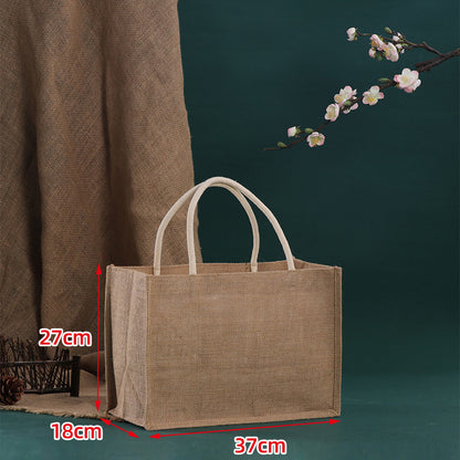Blank Jute Beach Shopping Handbag Burlap Tote Bag Gift Handle Bags Large