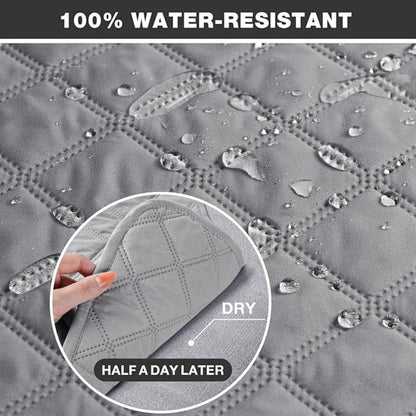 3 Seater Couch Covers Quilted Pet Sofa Cover Slipcovers Lounge Protector Grey