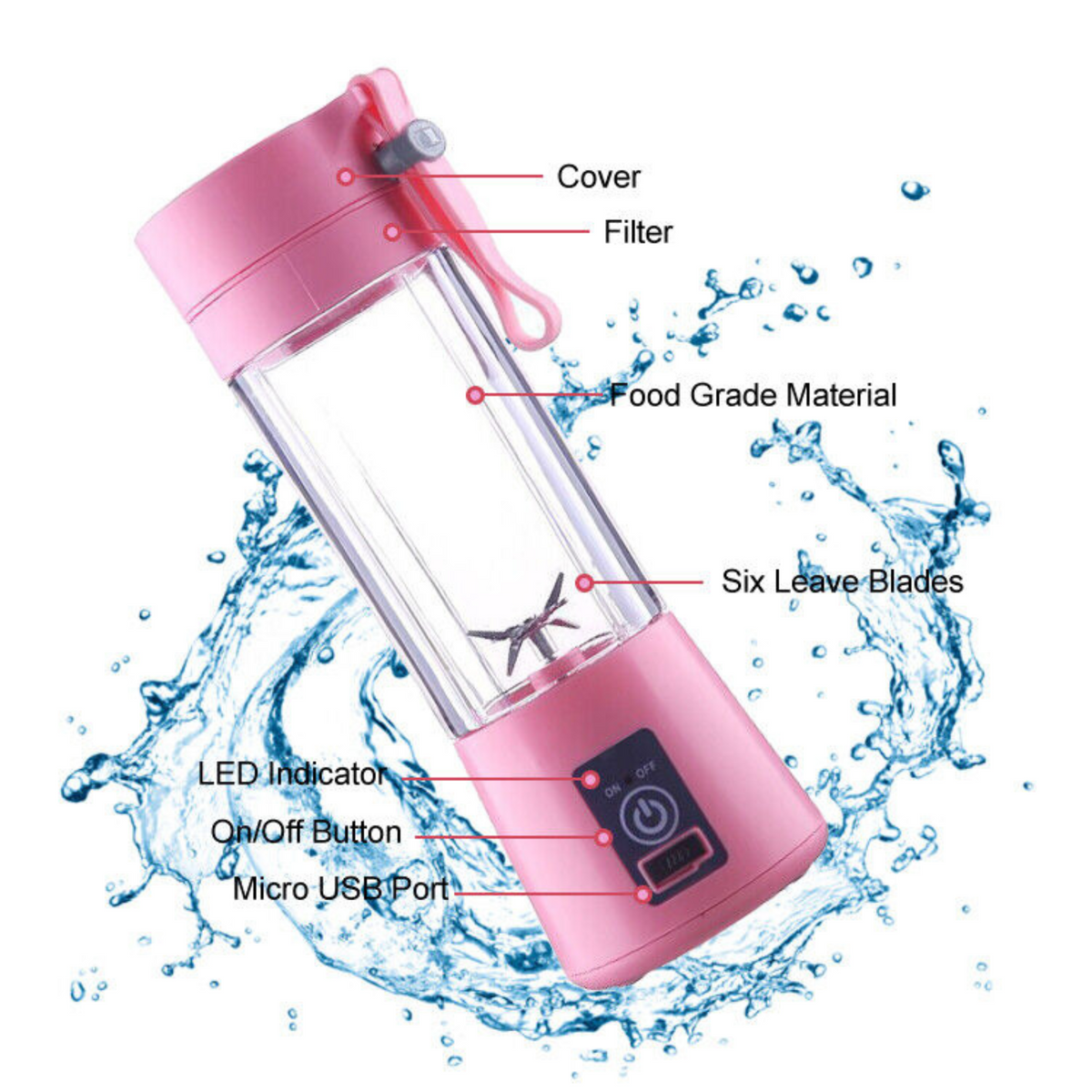 Portable USB Electric Fruit Juicer Rechargeable Smoothie Blender Travel Bottle